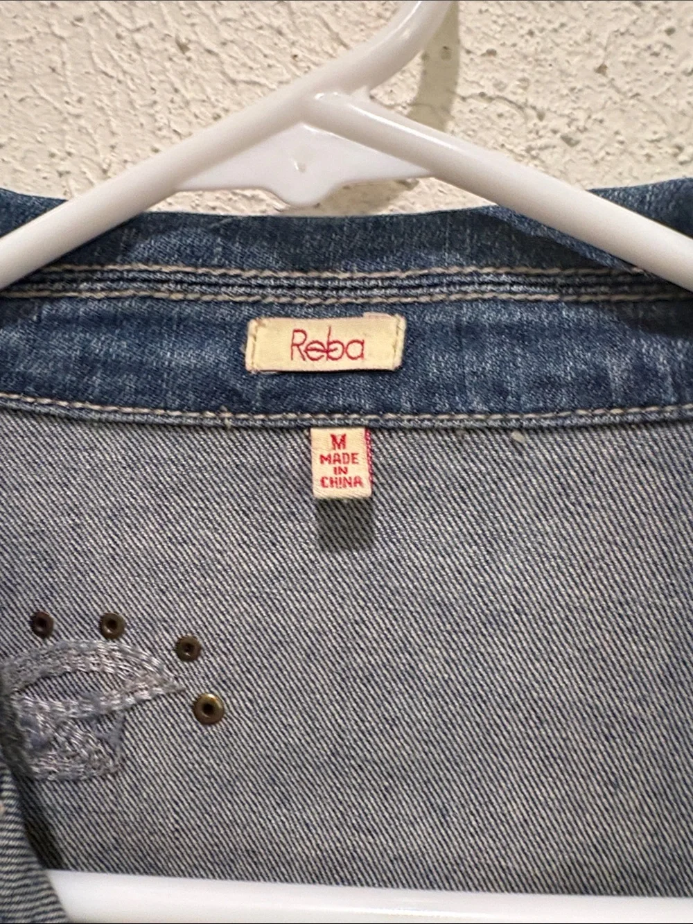 Reba Blue Denim Jacket with Taupe Embroidery - Picture 2 of 4